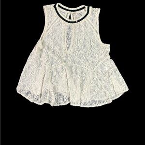 FREE PEOPLE Maisie Stretch Ivory Lace All Star
Fit & Flare Top Large